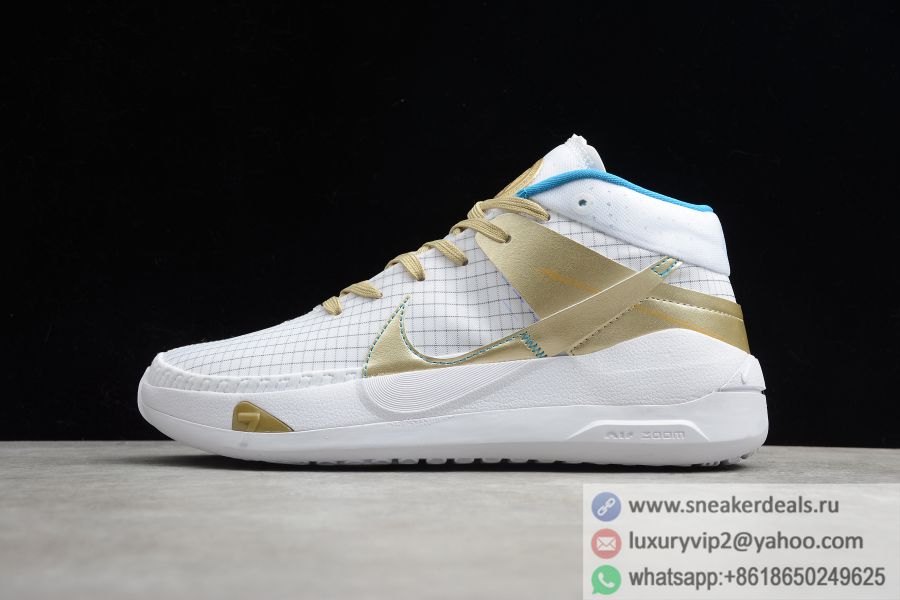 Nike Zoom KD 13 White Metallic Gold Blue CI9948-901 Men Basketball Shoes